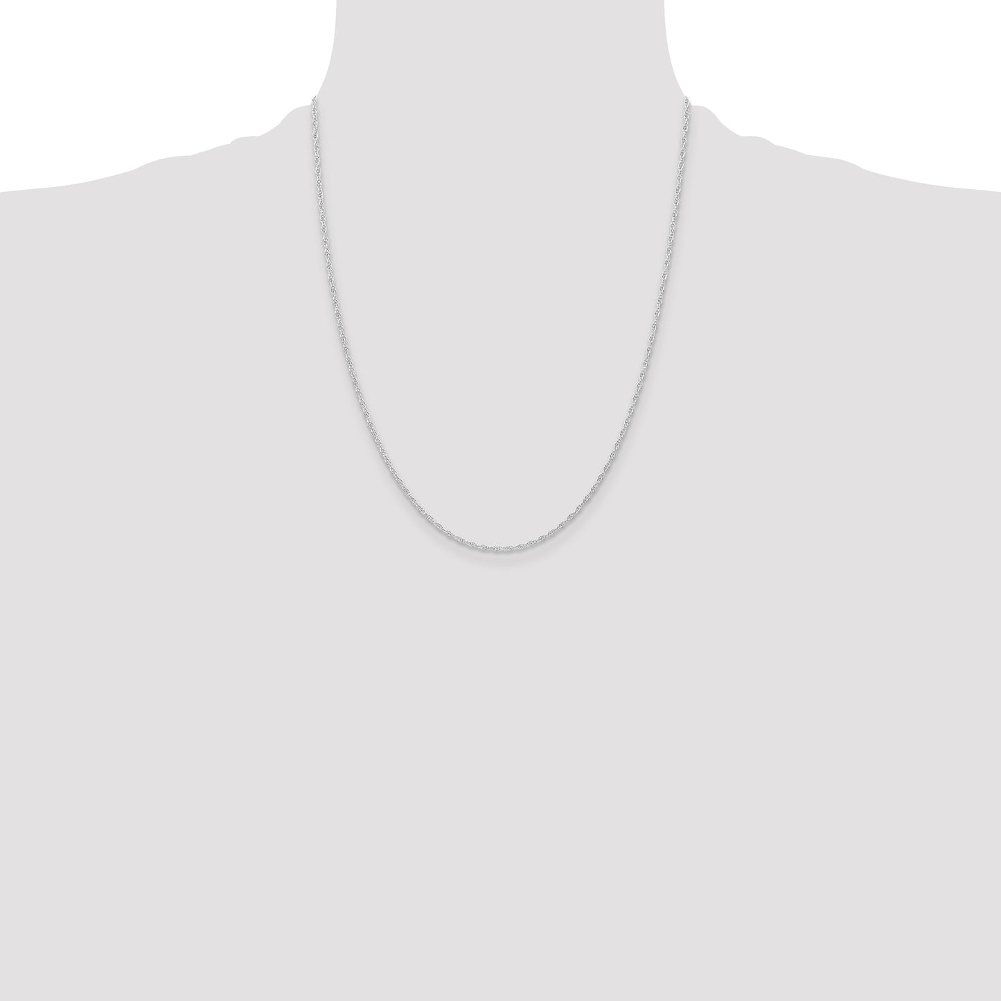 14K White Gold 22 inch Carded 1.15mm Cable Rope with Spring Ring Clasp Chain