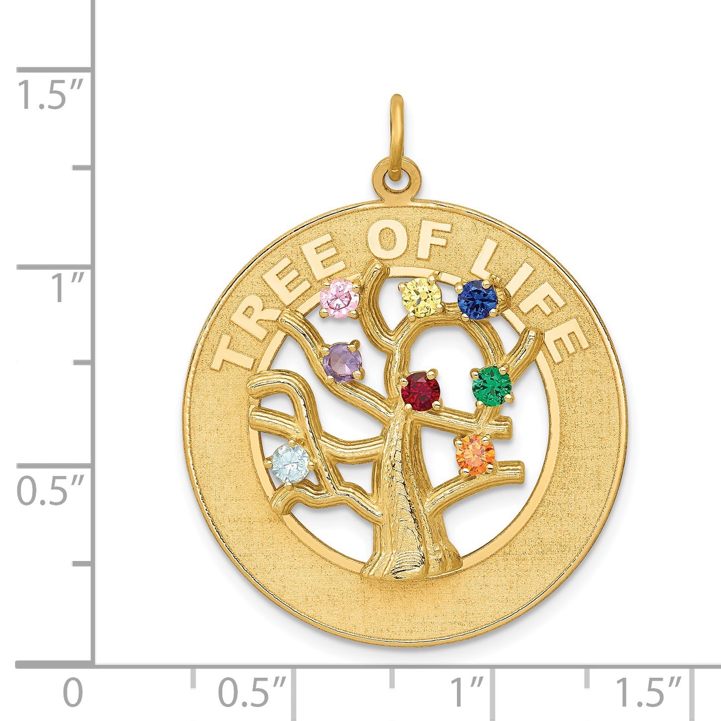 14k Multi-color CZ TREE OF LIFE Pendant