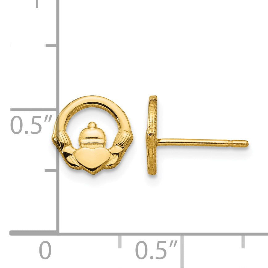 14k Claddagh Post Earrings
