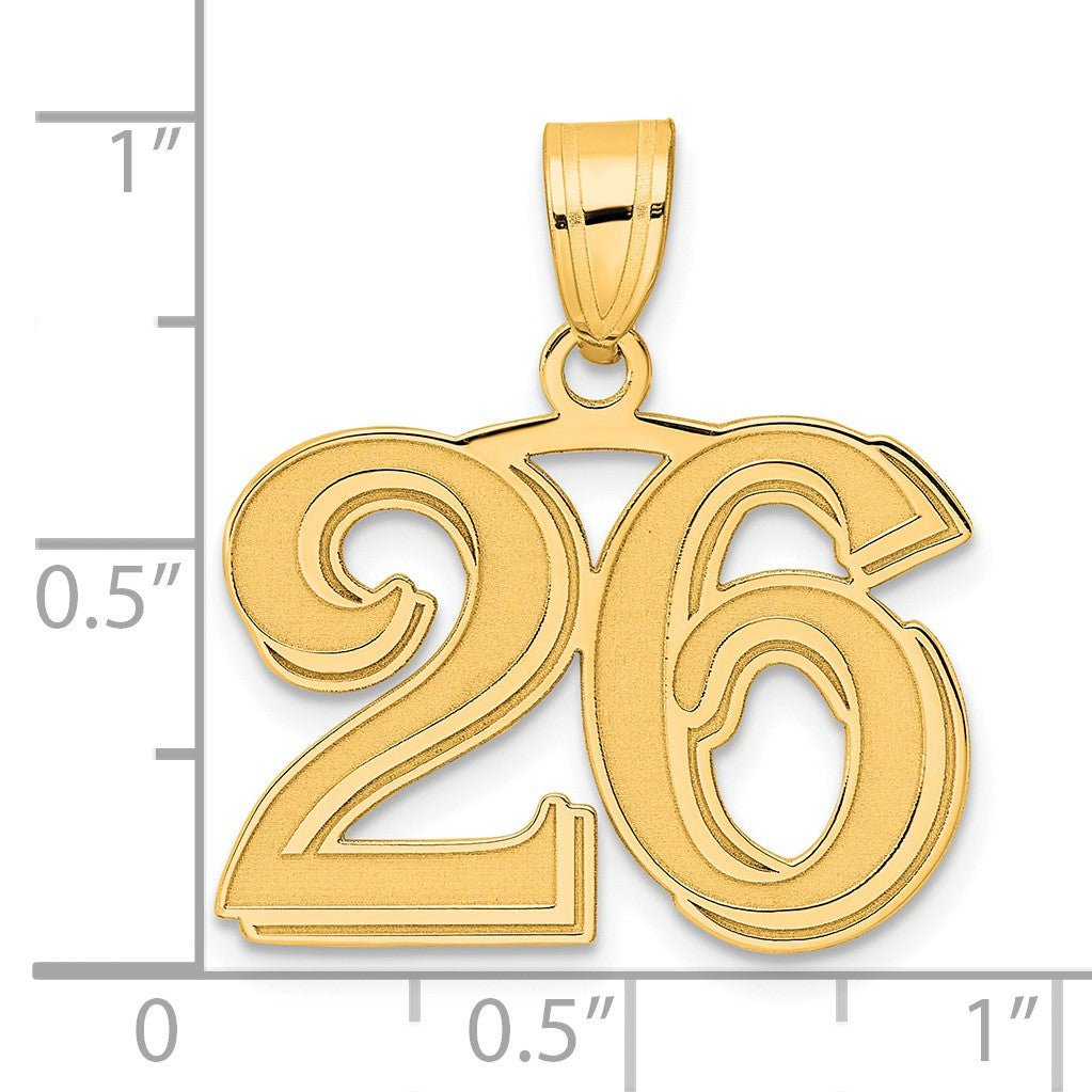 14k Polished Etched Number 26 Pendant