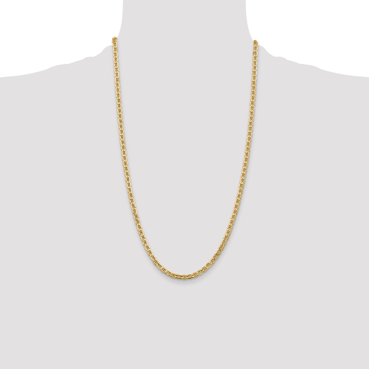 14K 26 inch 4mm Semi-Solid Anchor with Lobster Clasp Chain