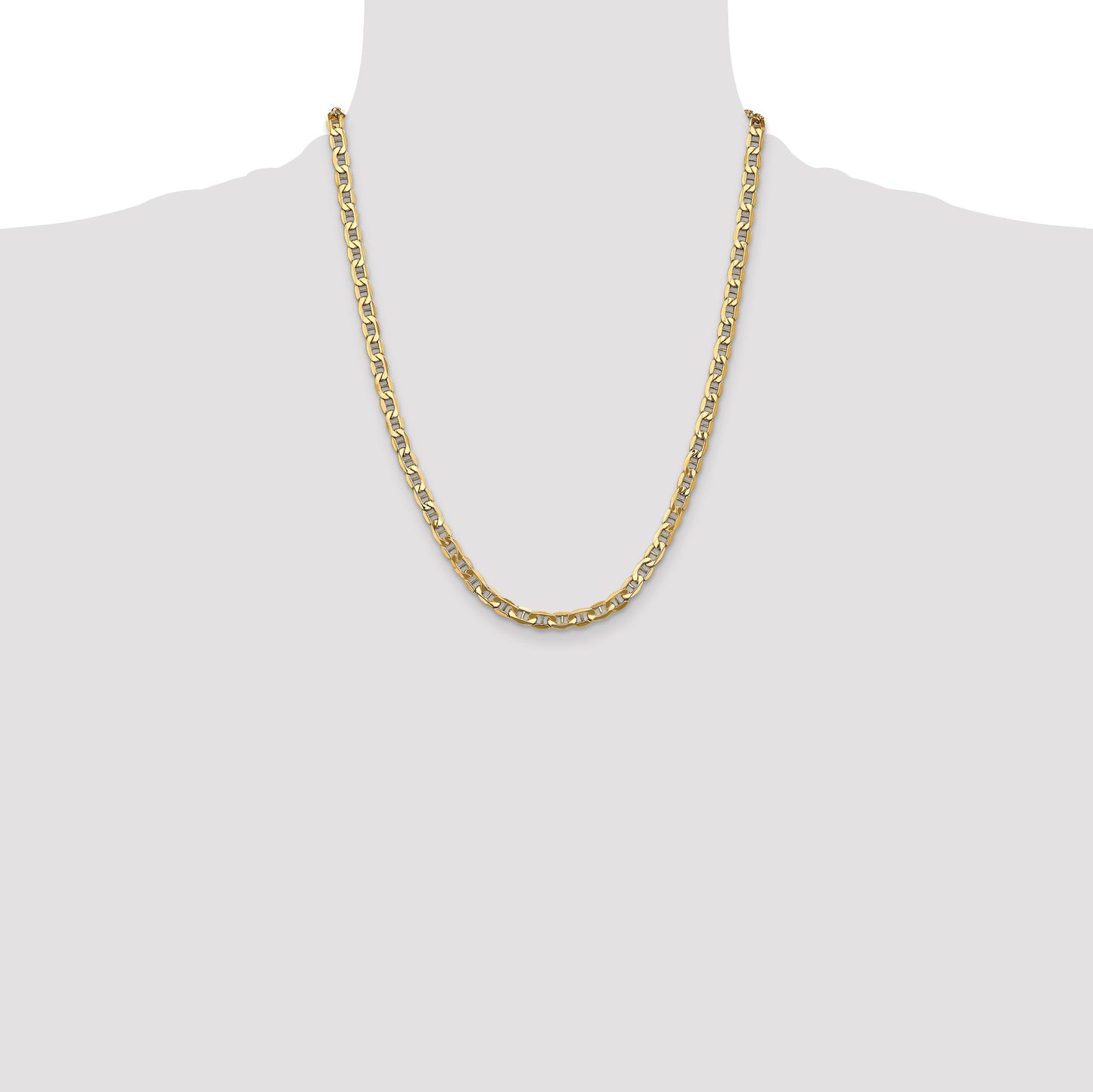14K 22 inch 4.75mm Semi-Solid Anchor with Lobster Clasp Chain