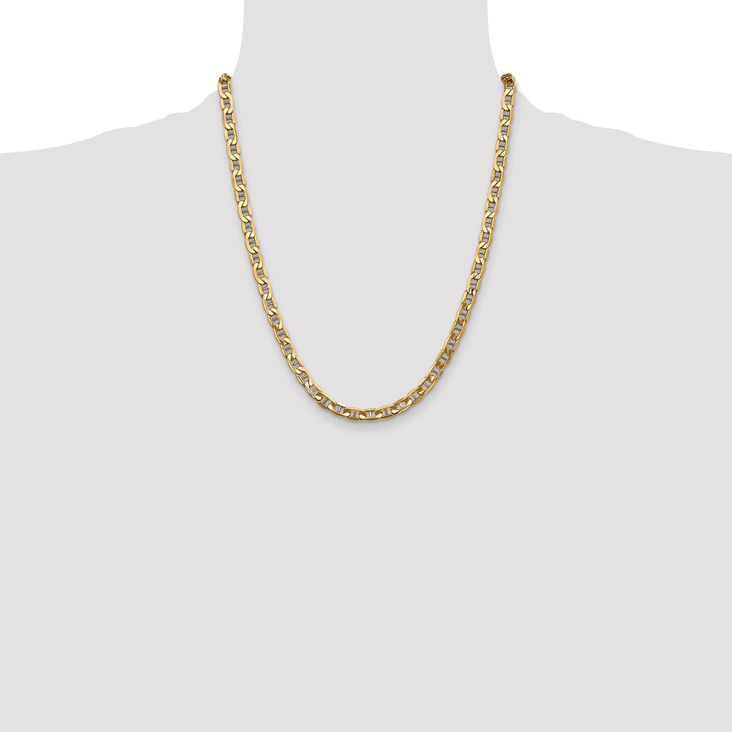 14K 22 inch 5.5mm Semi-Solid Anchor with Lobster Clasp Chain