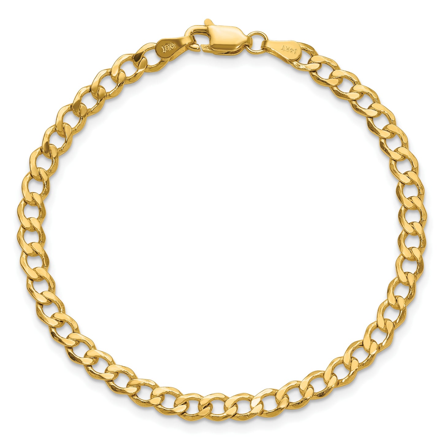 14K 9 inch 4.3mm Semi-Solid Curb with Lobster Clasp Anklet