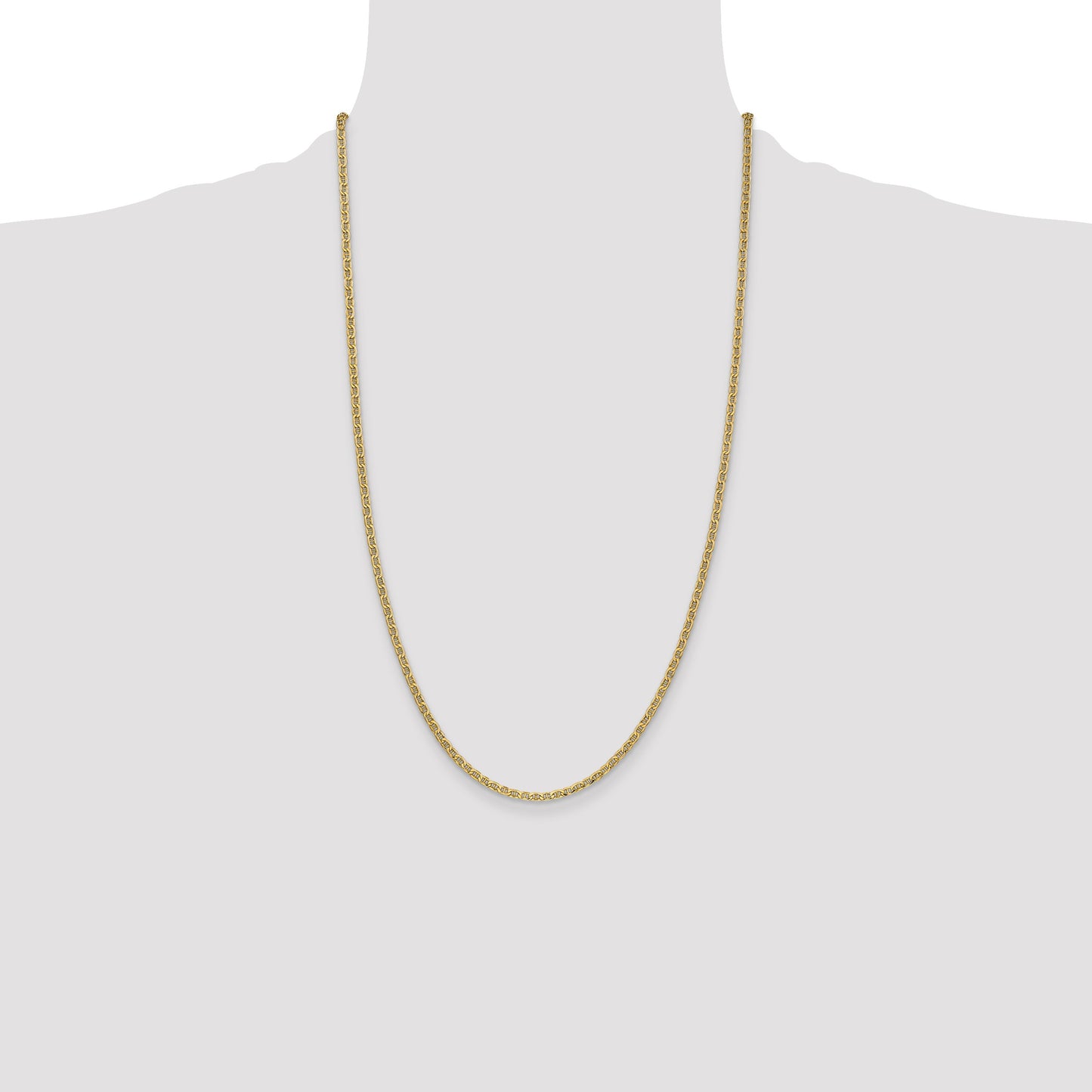 14K 26 inch 2.4mm Semi-Solid Anchor with Spring Ring Clasp Chain