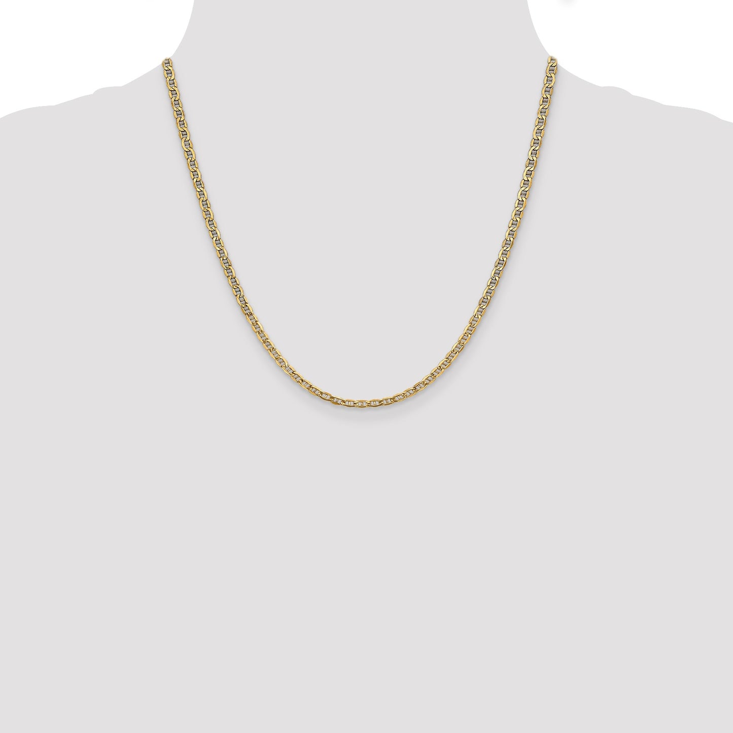 14K 20 inch 3.2mm Semi-Solid Anchor with Lobster Clasp Chain