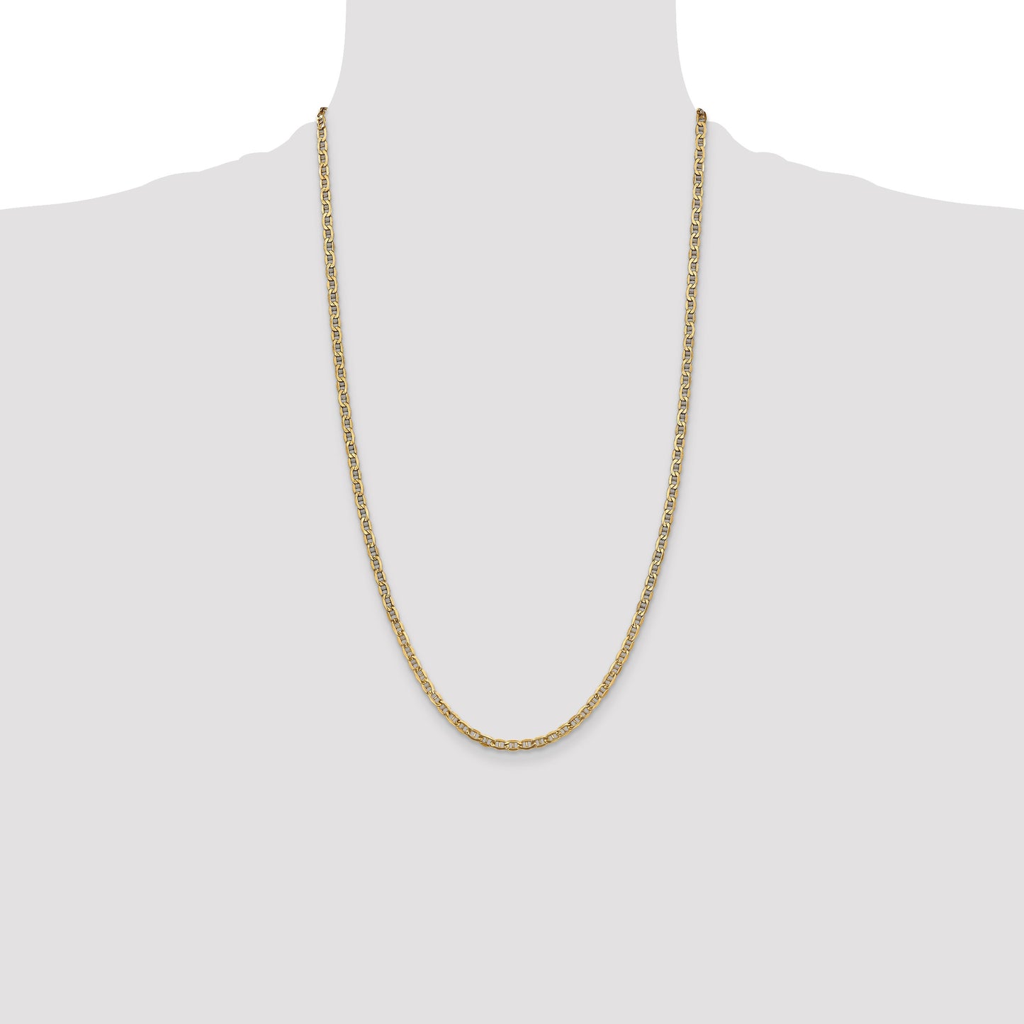 14K 26 inch 3.2mm Semi-Solid Anchor with Lobster Clasp Chain