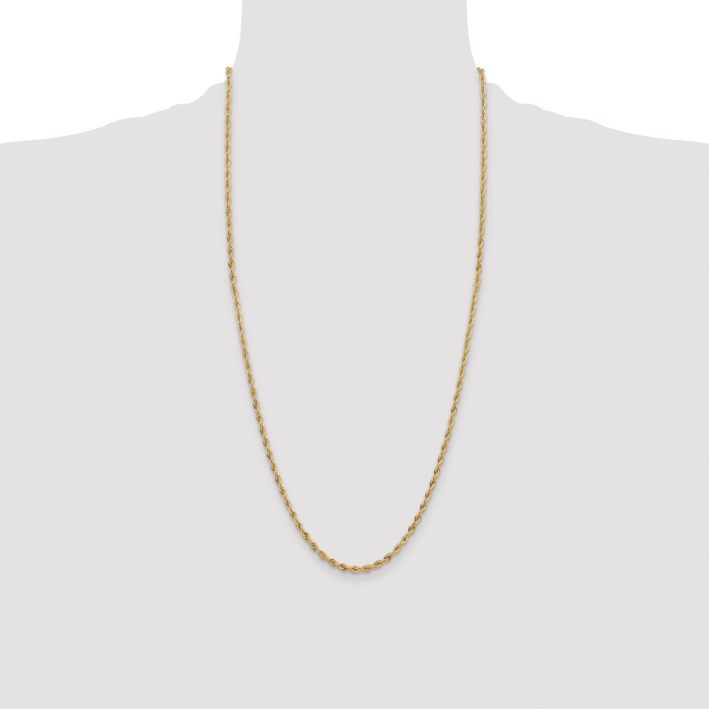 14K 28 inch 3mm Semi Solid Rope with Lobster Clasp Chain