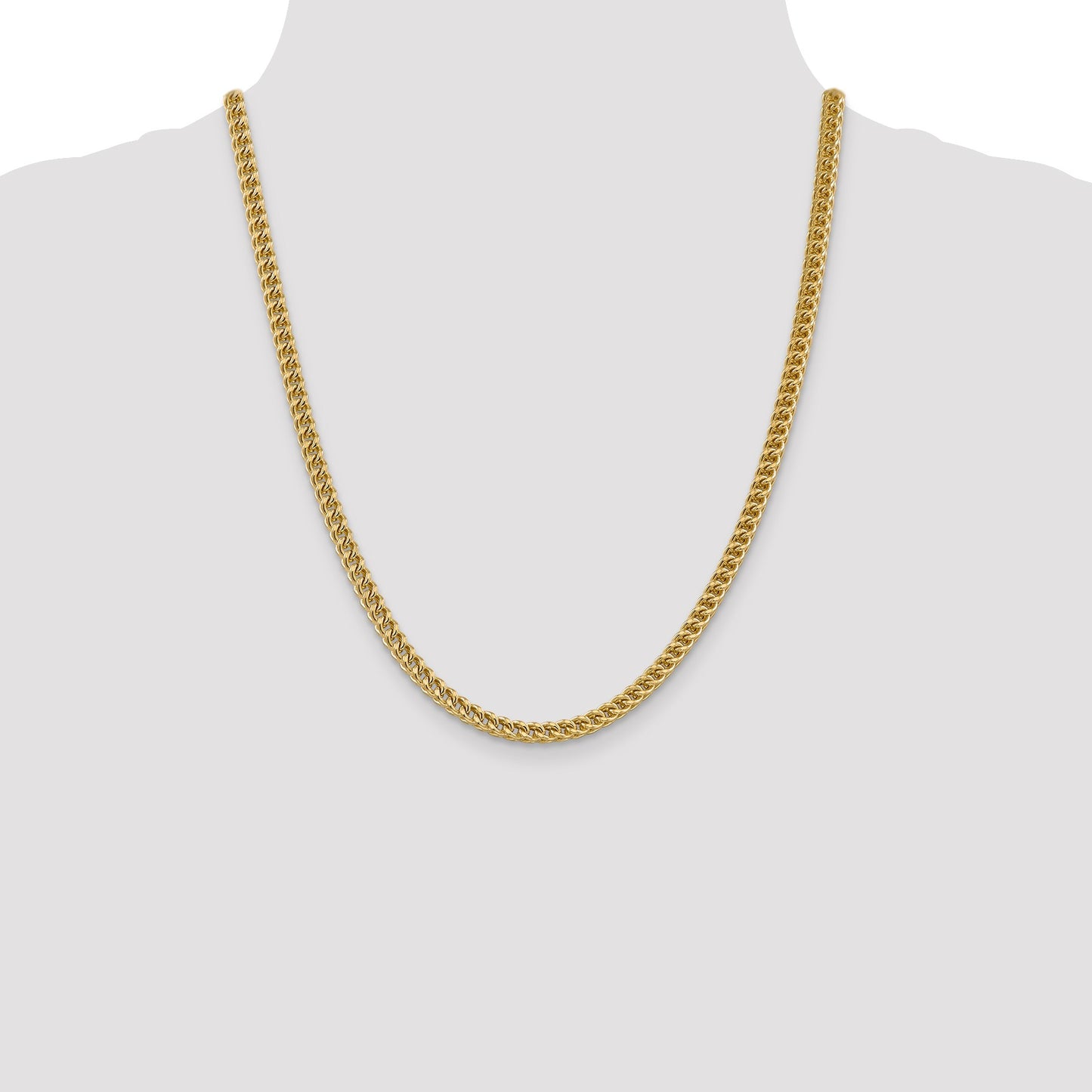 14K 22 inch 4.5mm Semi-Solid Franco with Fancy Lobster Clasp Chain