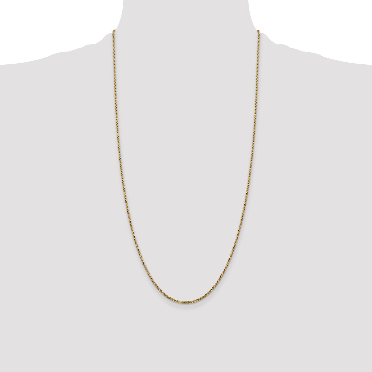 14K 28 inch 1.5mm Semi-Solid Round Box with Lobster Clasp Chain