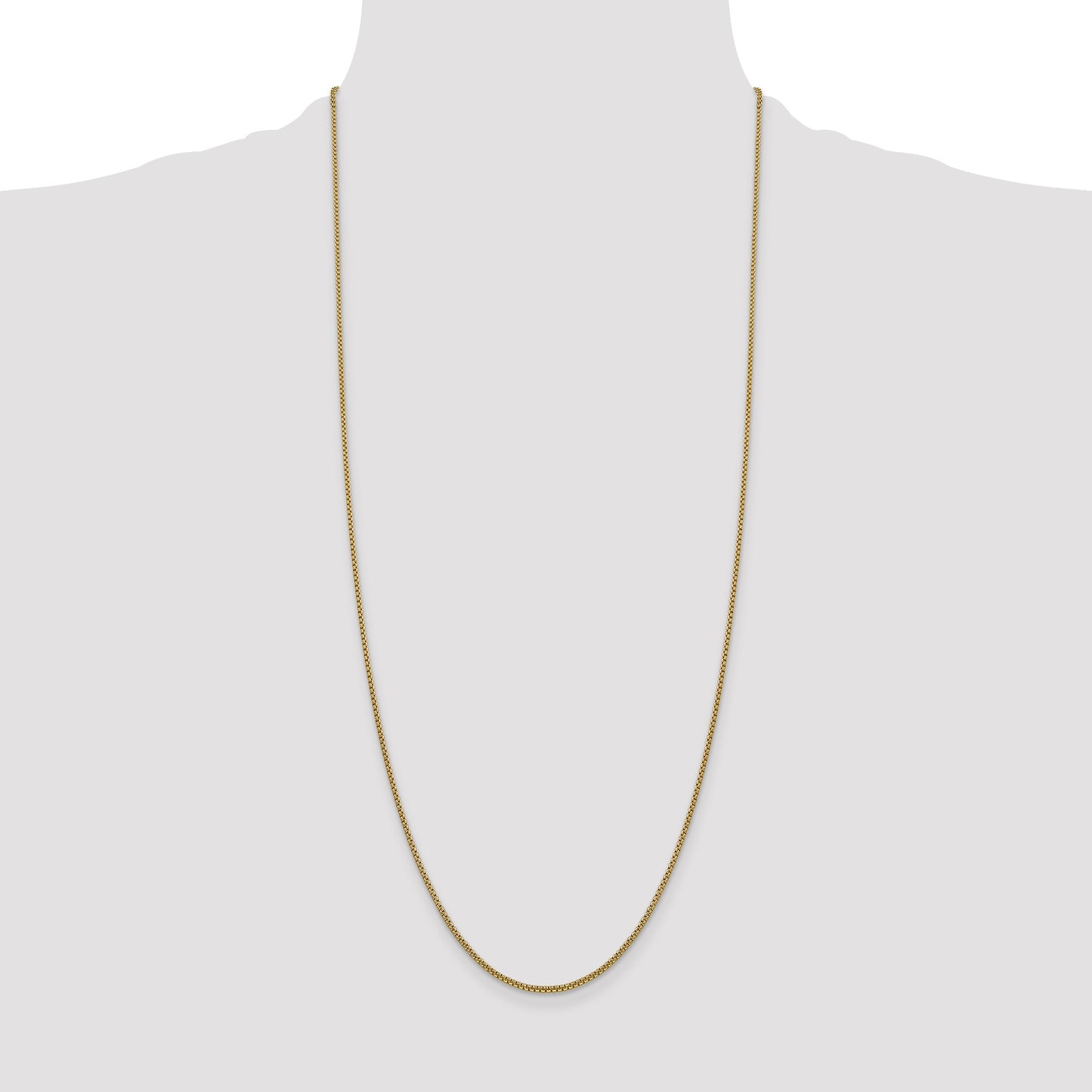 14K 30 inch 1.5mm Semi-Solid Round Box with Lobster Clasp Chain