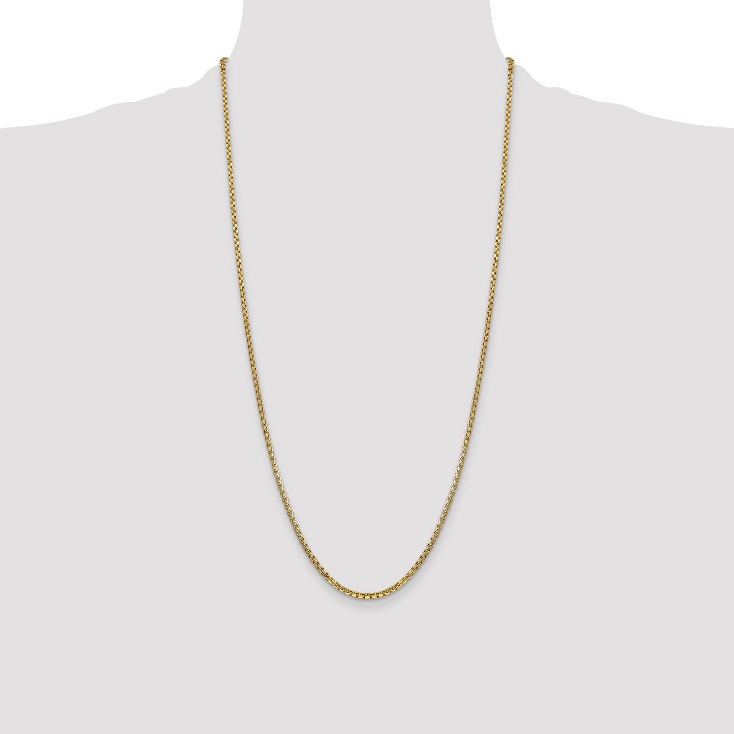 14K 28 inch 2.45mm Semi-Solid Round Box with Lobster Clasp Chain