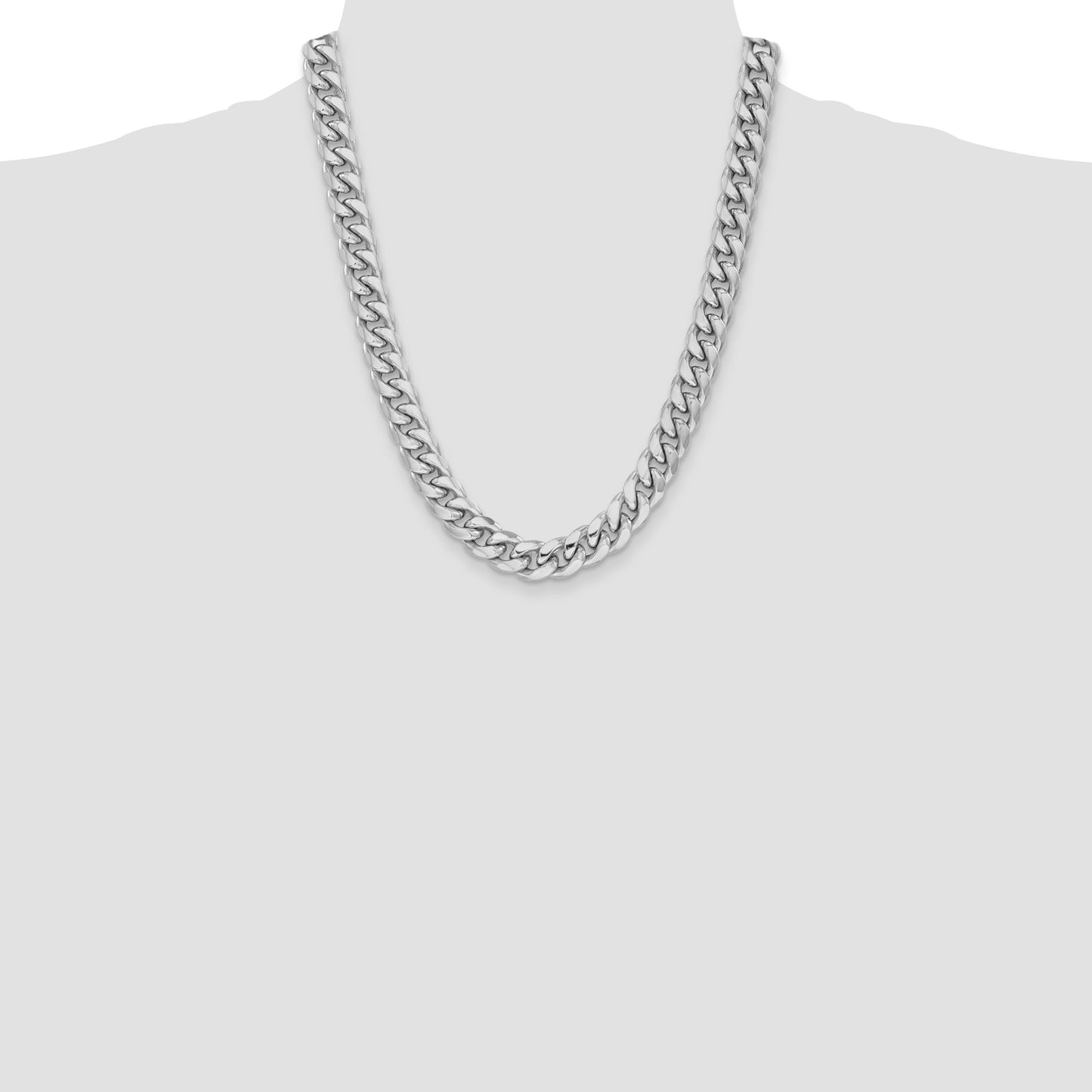 14k White Gold 11mm Semi-Solid Miami Cuban Chain