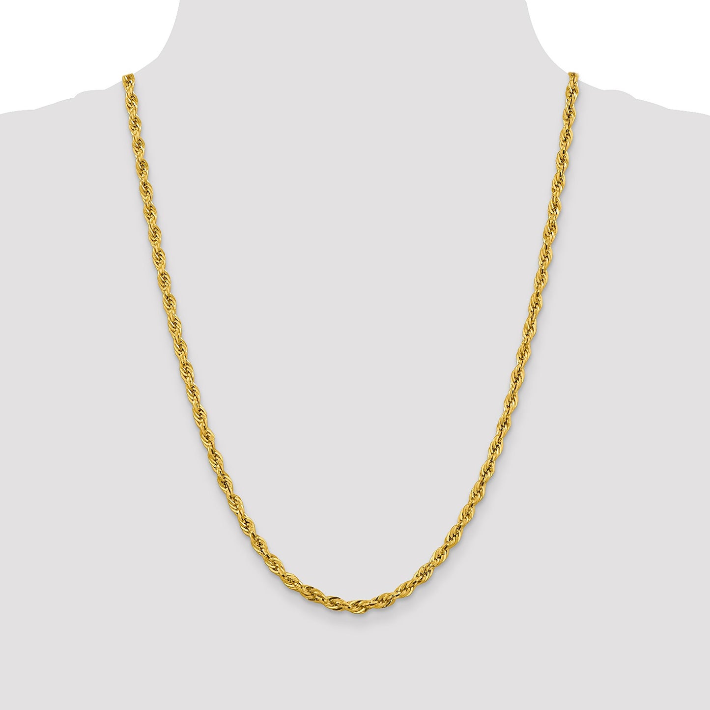 14K 24 inch 4.25mm Semi Solid Rope with Lobster Clasp Chain