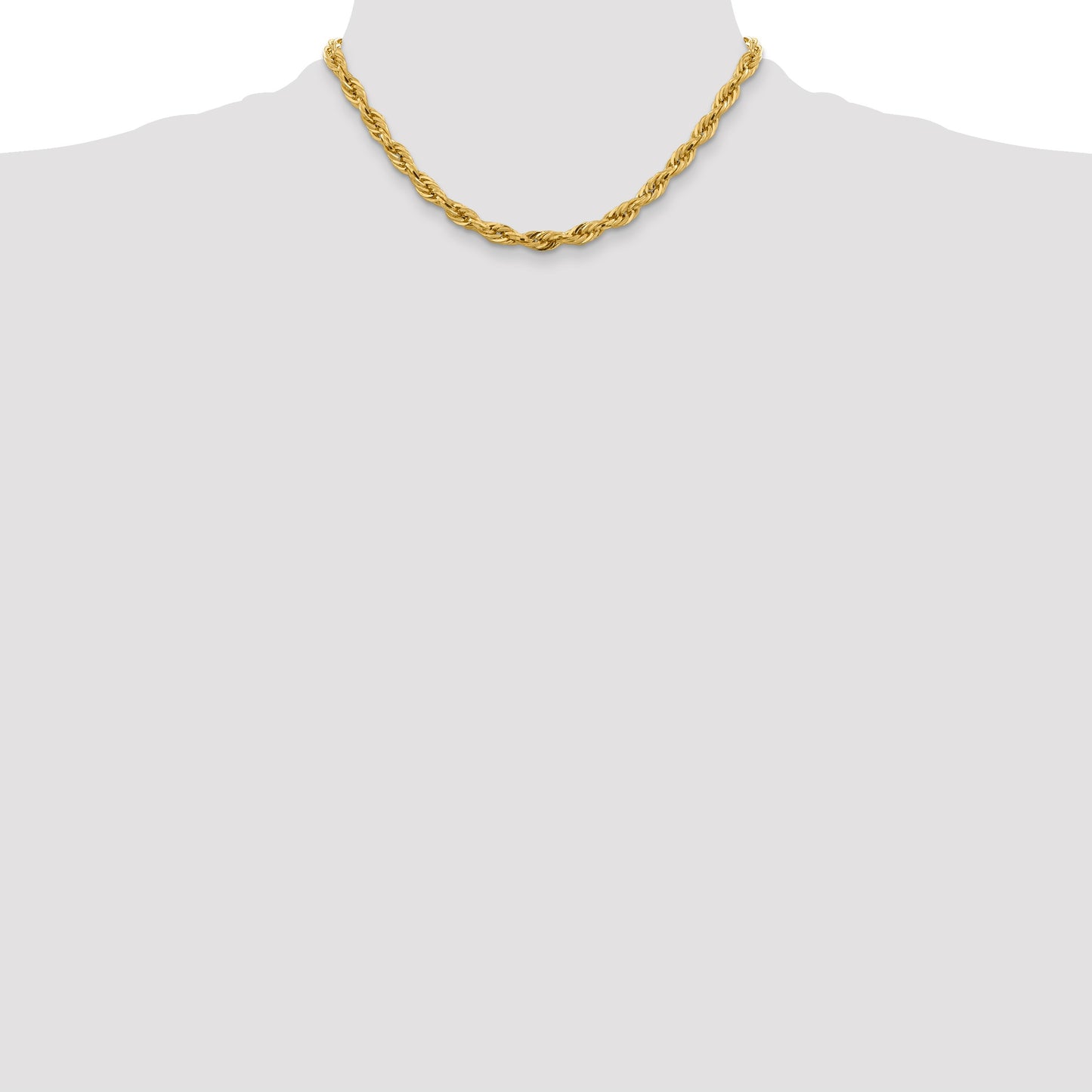 14K 16 inch 5.4mm Semi Solid Rope with Lobster Clasp Chain