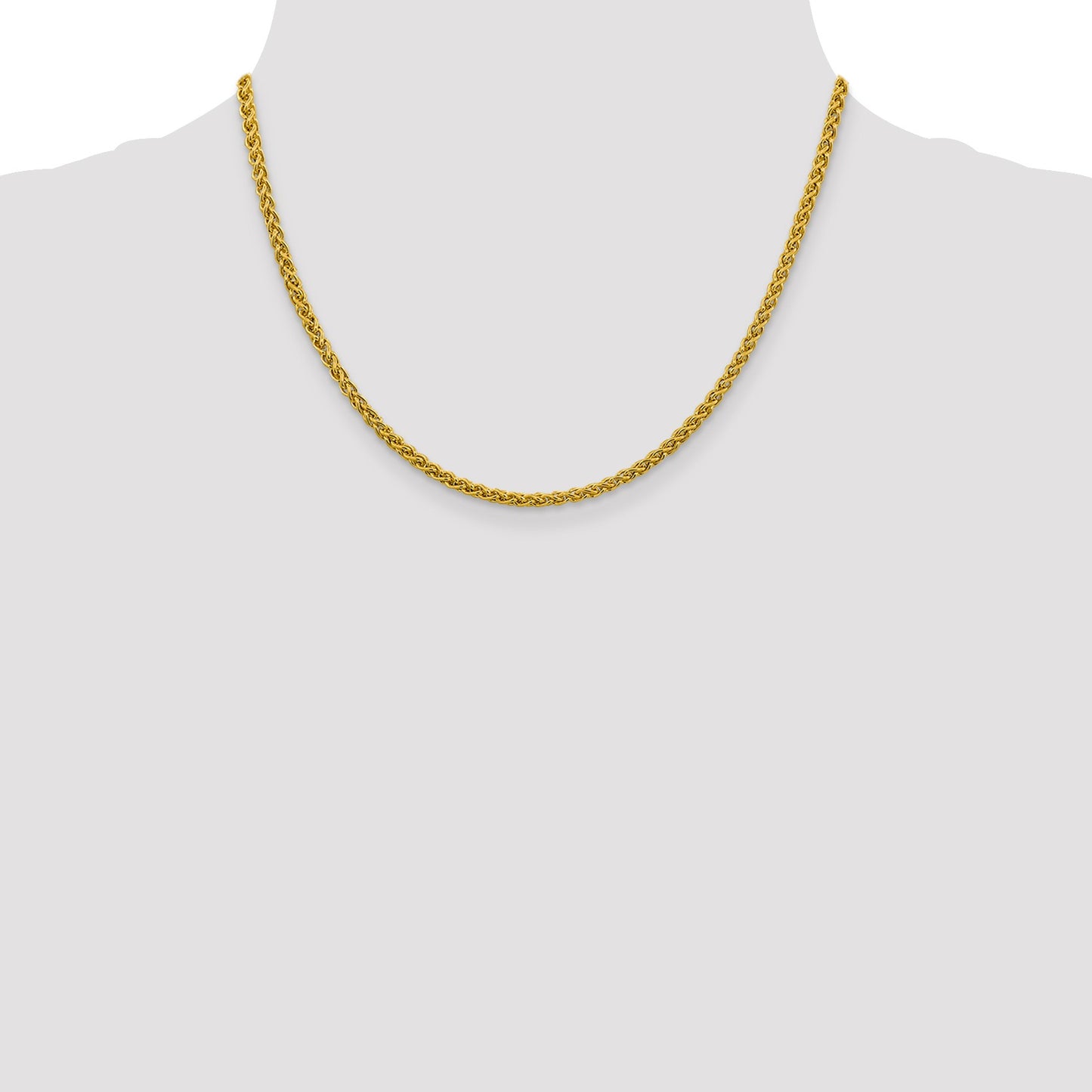 14K 18 inch 3.45mm Semi-Solid Wheat with Lobster Clasp Chain