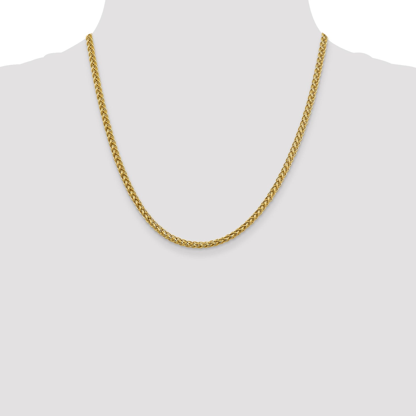 14K 18 inch 3.5mm Semi-Solid 3-Wire Wheat with Lobster Clasp Chain