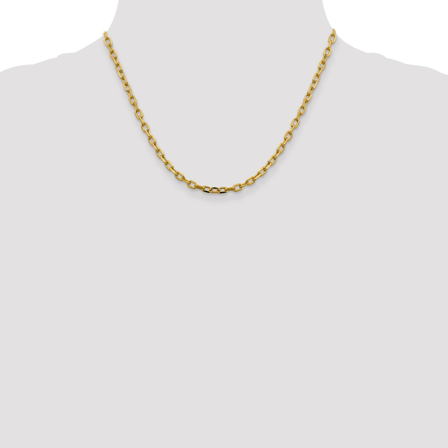 14K 18 inch 3.7mm Semi-Solid Diamond-cut Open Link Cable with Lobster Clasp Chain