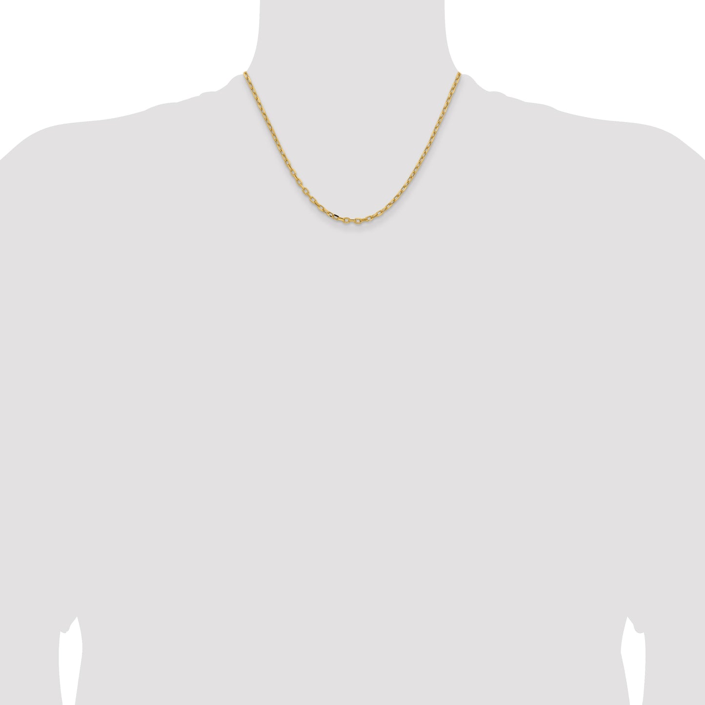 14K Yellow Gold 18 inch 3mm Semi-Solid Diamond-cut Open Link Cable with Lobster Clasp Chain