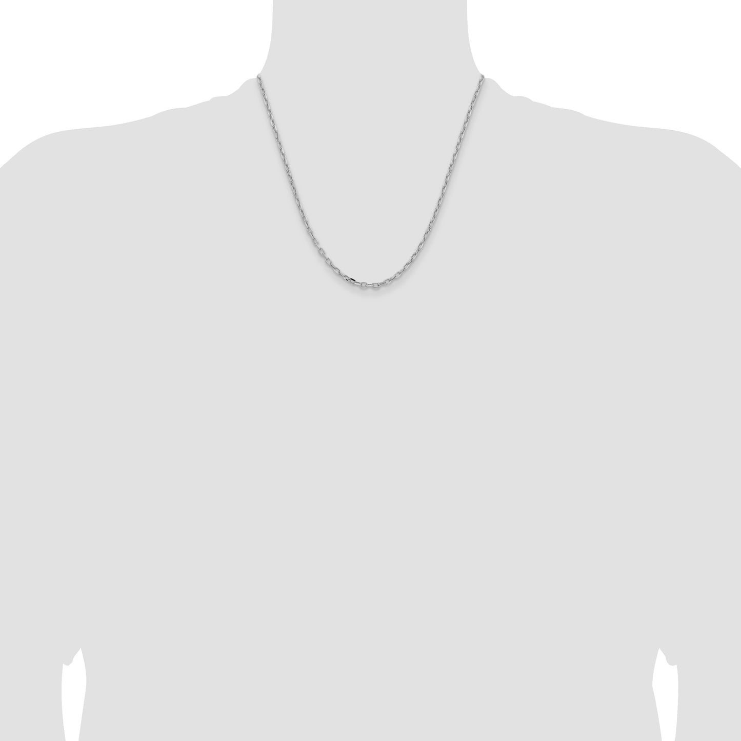 14k White Gold 3mm Semi-solid D/C Open Link Cable Chain