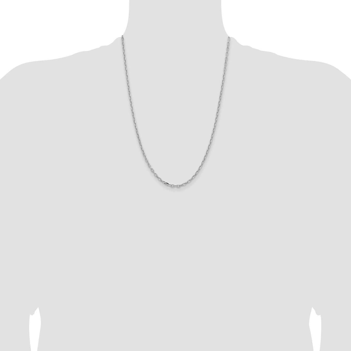 14k White Gold 3mm Semi-solid D/C Open Link Cable Chain