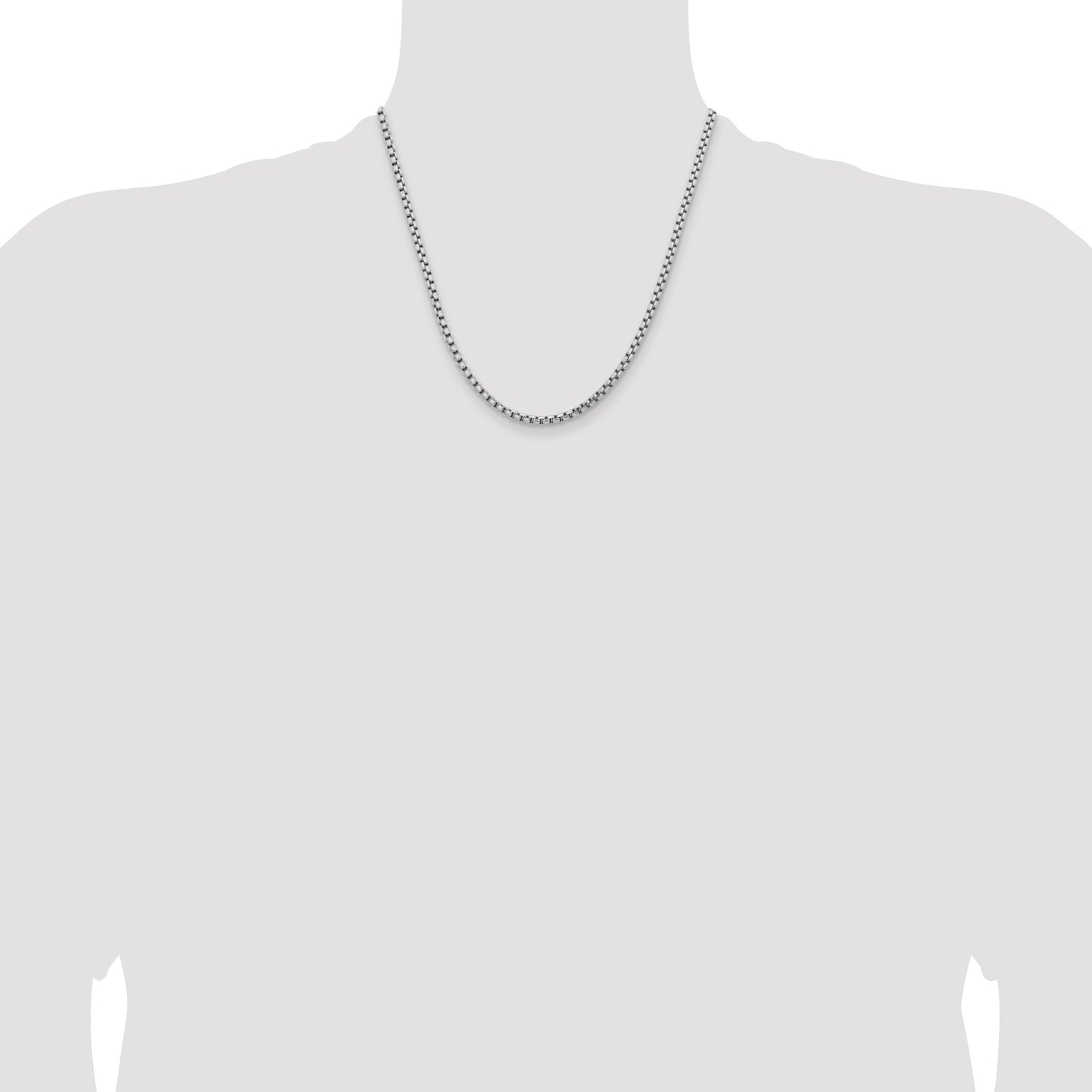 14K White Gold 20 inch 3.6mm Semi-Solid Round Box with Lobster Clasp Chain