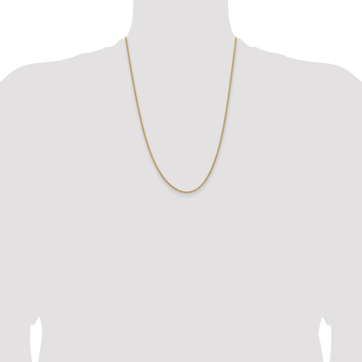 14K 24 inch 1.85mm Semi-Solid Curb with Lobster Clasp Chain