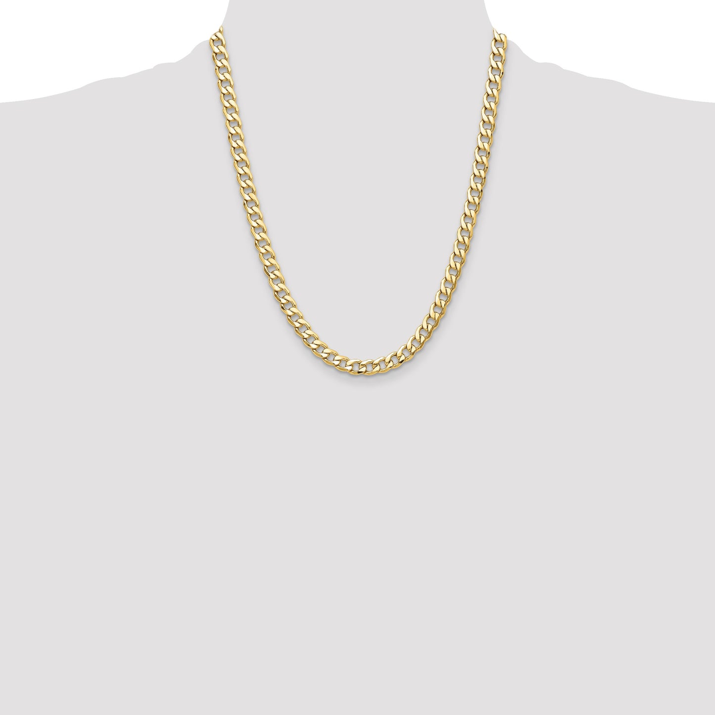 14k 7.5mm Semi-Solid Curb Chain