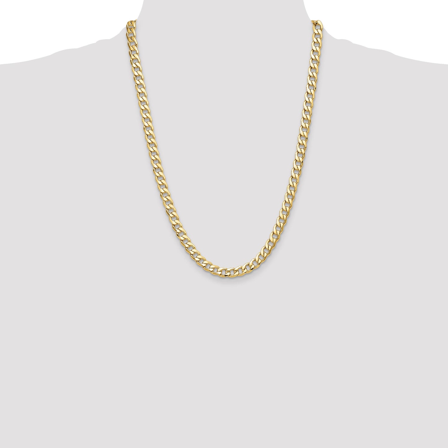 14k 7.5mm Semi-Solid Curb Chain
