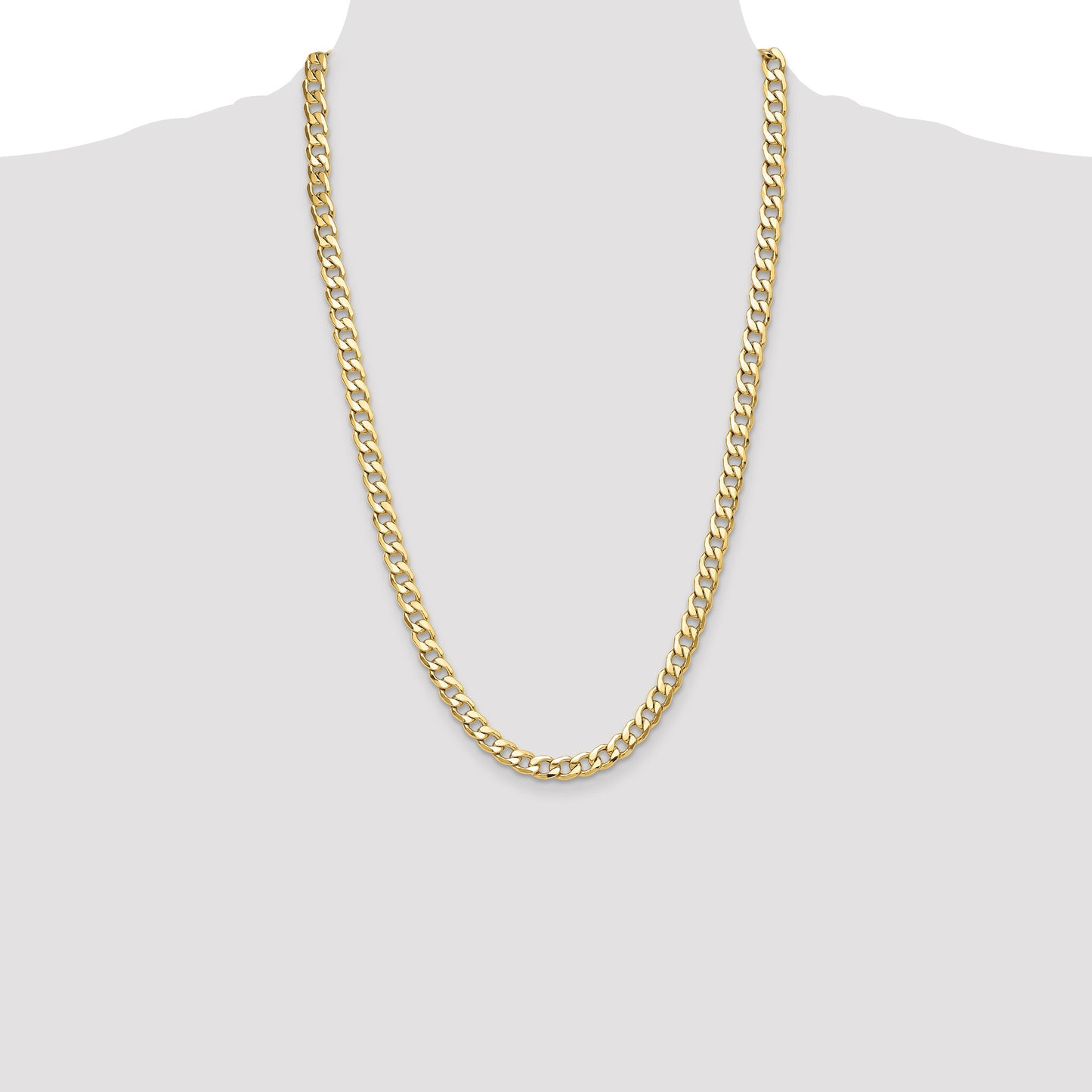 14k 7.5mm Semi-Solid Curb Chain
