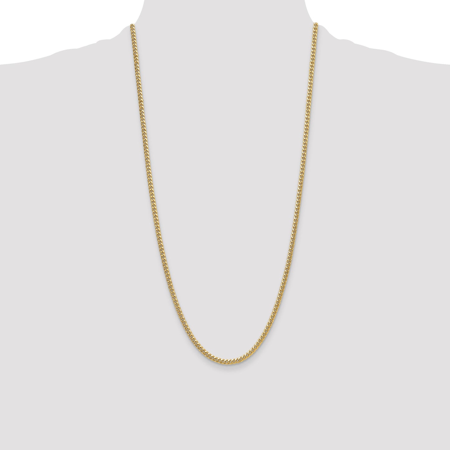 14k 3.5mm Semi-Solid Miami Cuban Chain