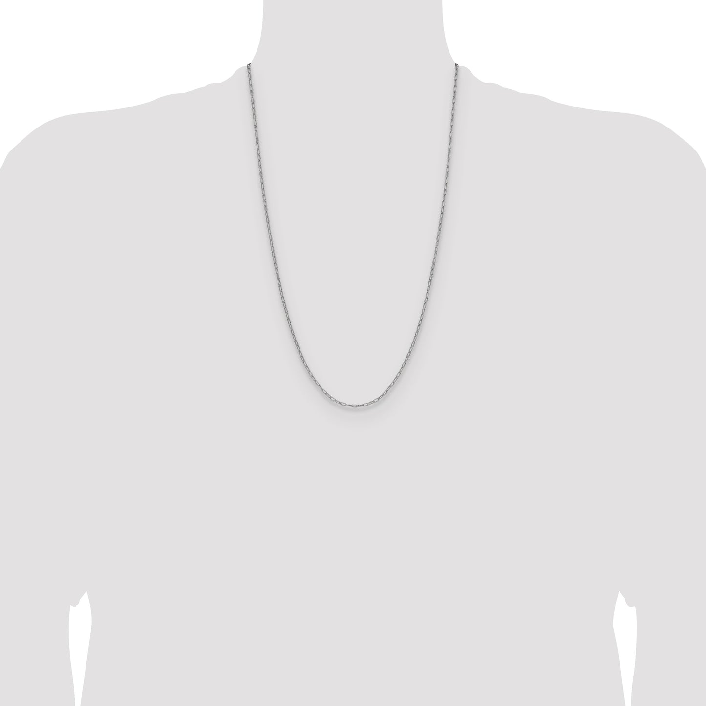 14k White Gold 2.2mm Semi-Solid Beveled Paperclip Chain