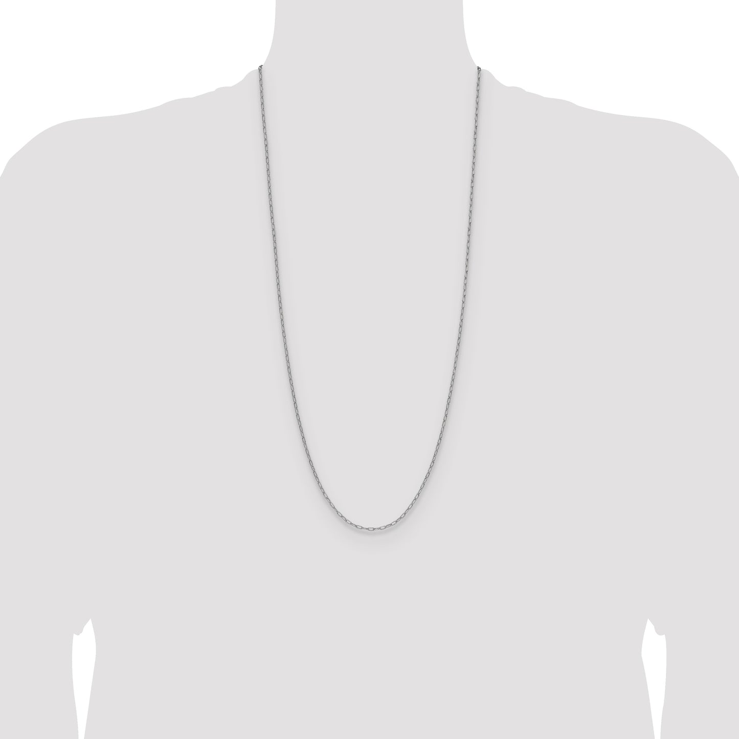 14k White Gold 2.2mm Semi-Solid Beveled Paperclip Chain