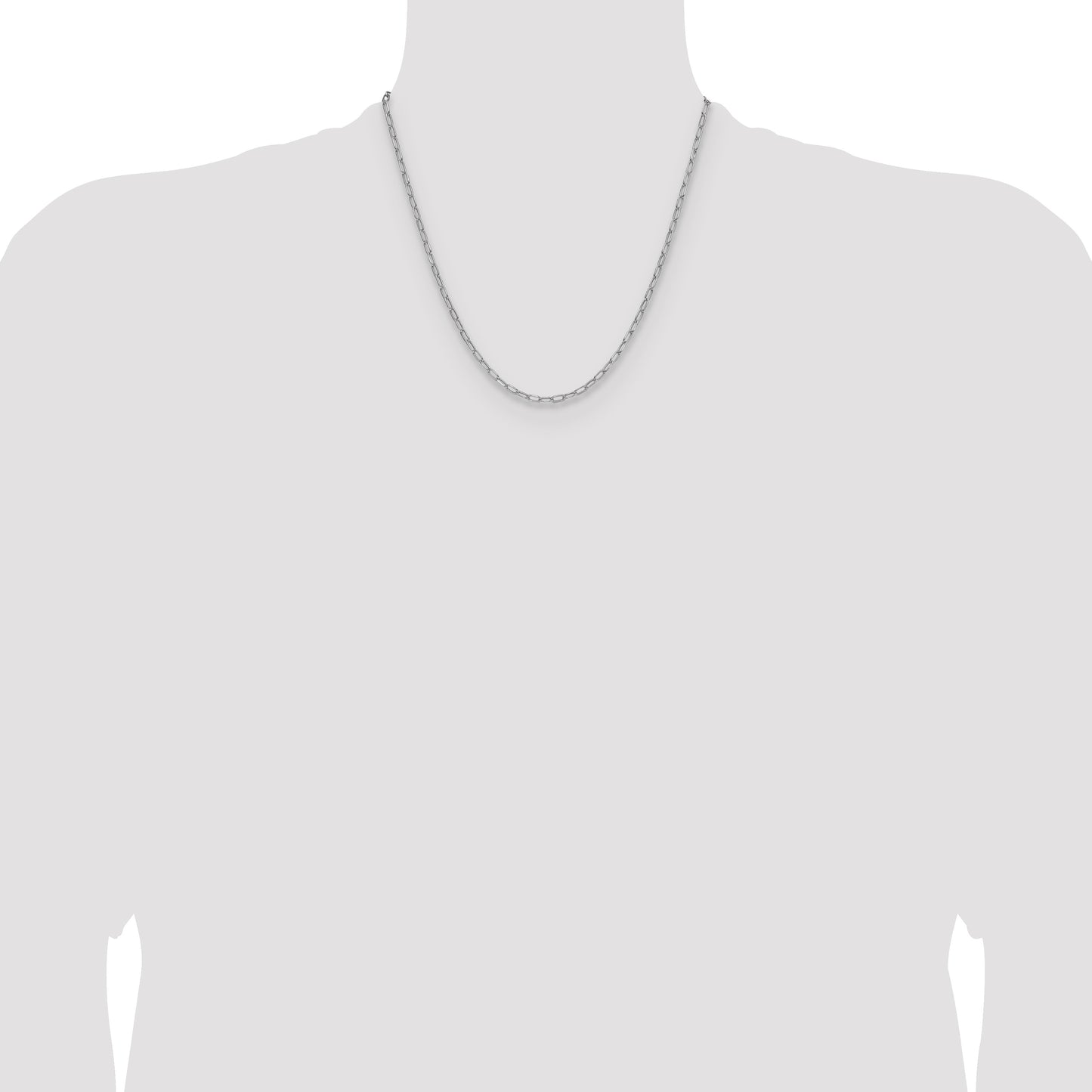 14k White Gold 3.0mm Semi-Solid Beveled Paperclip Chain
