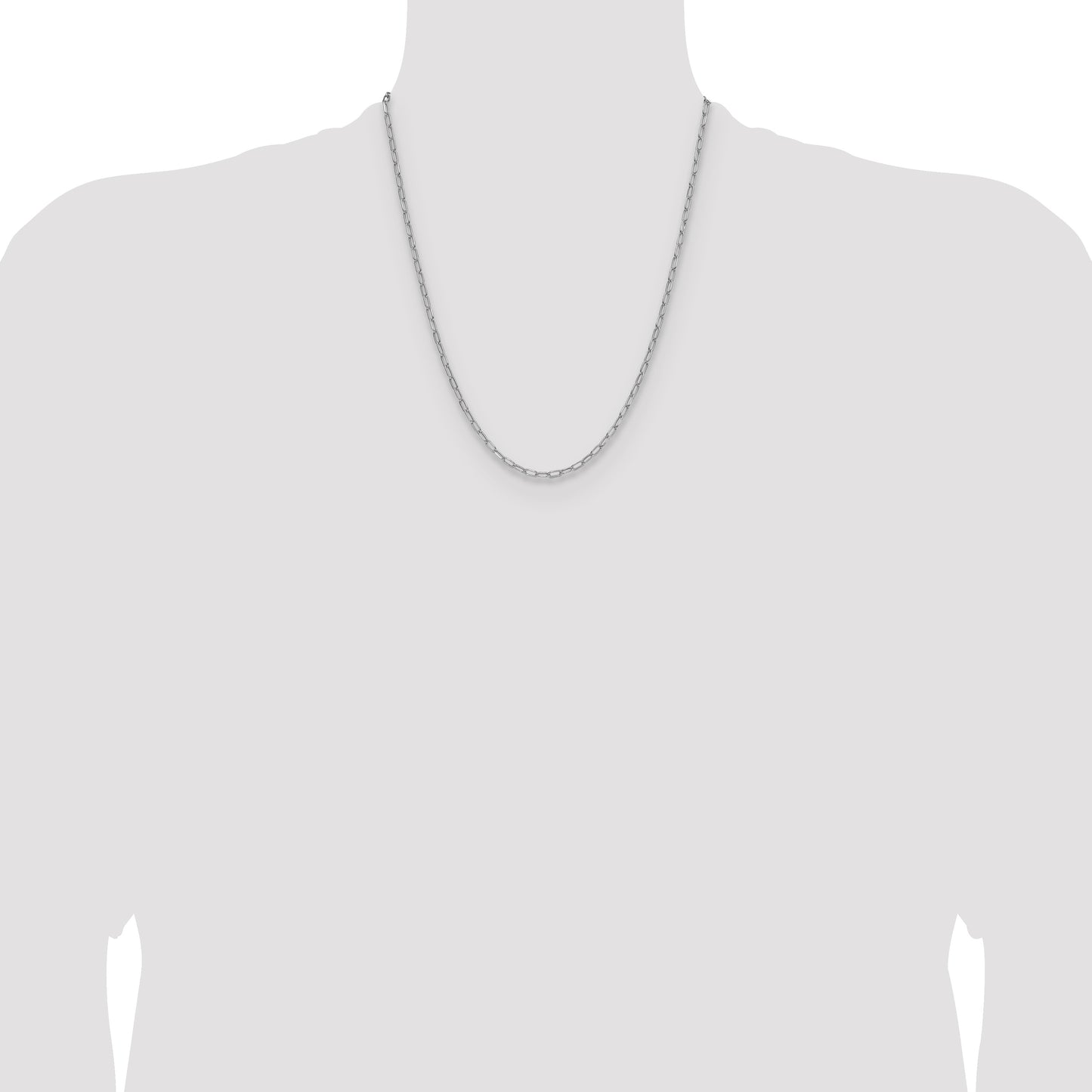 14k White Gold 3.0mm Semi-Solid Beveled Paperclip Chain