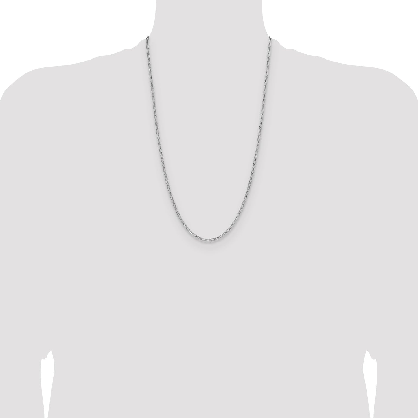 14k White Gold 3.0mm Semi-Solid Beveled Paperclip Chain
