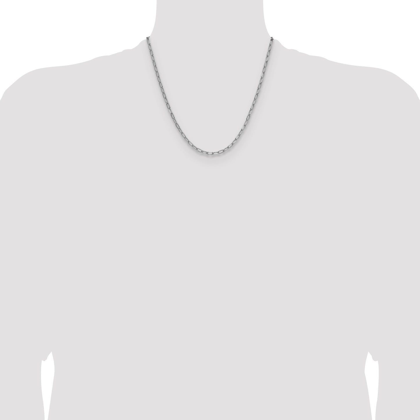 14k White Gold 3.7mm Semi-Solid Beveled Paperclip Chain