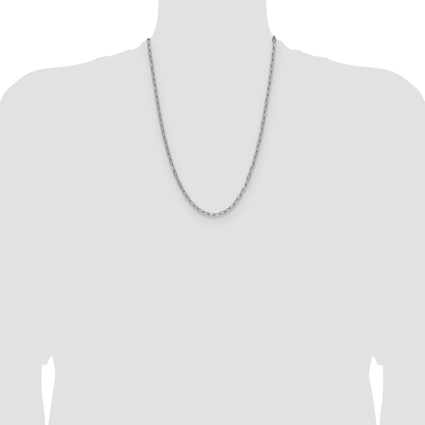 14k White Gold 3.7mm Semi-Solid Beveled Paperclip Chain