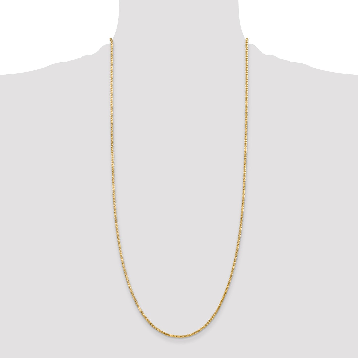 14K 30 inch 2mm Semi-Solid Wheat with Lobster Clasp Chain