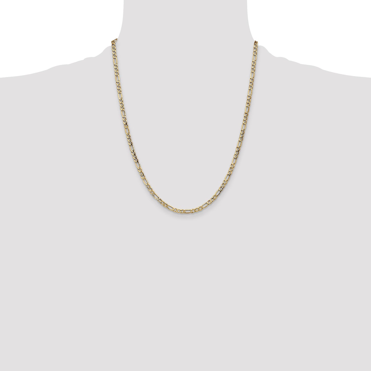 14K 22 inch 3.5mm Semi-Solid Figaro with Lobster Clasp Chain