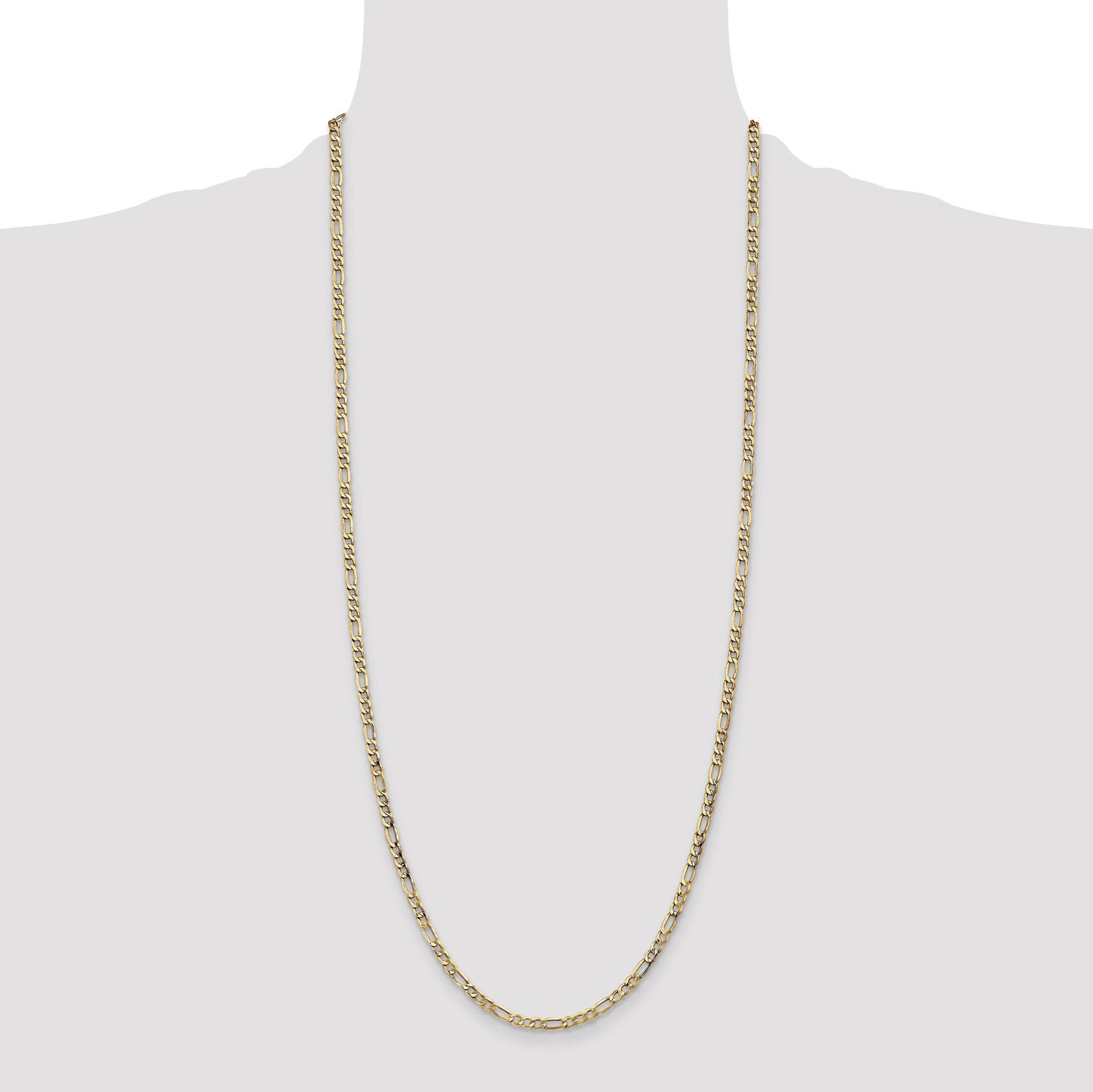 14K 30 inch 3.5mm Semi-Solid Figaro with Lobster Clasp Chain