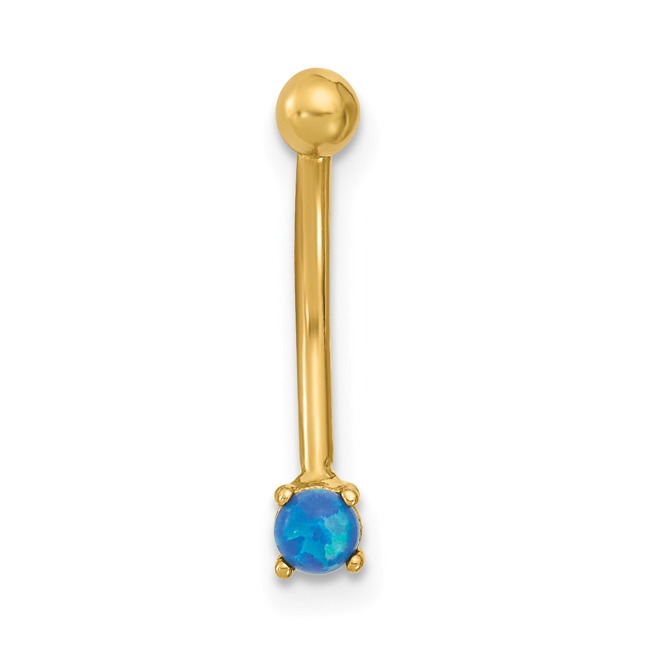 14K 16 Gauge 3mm Blue CZ Eyebrow Body Jewelry