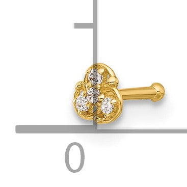 14K 20 Gauge Polished CZ Nose Stud