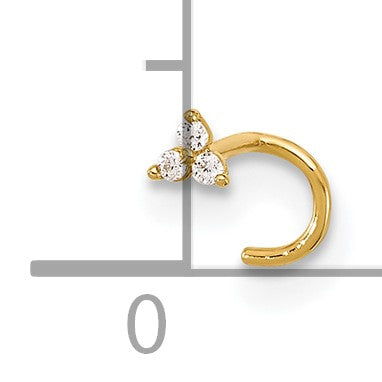14k 23 Gauge Polished CZ Triangle Nose Stud