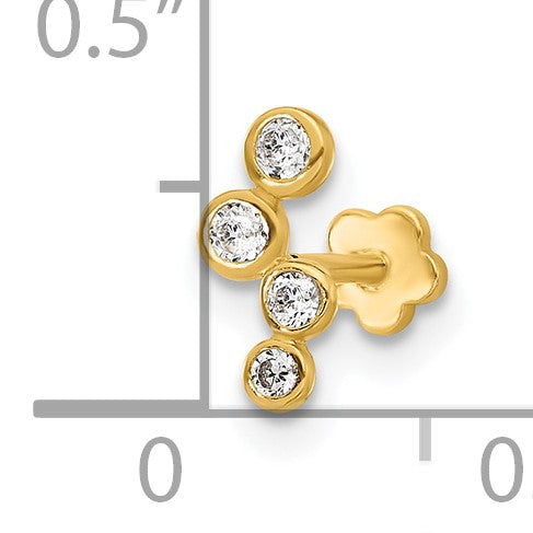 14K 18 Gauge Polished CZ Cartilage Body Jewelry