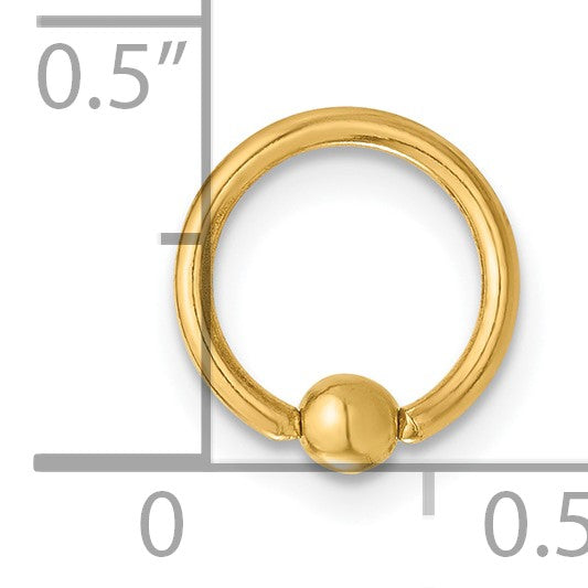 14K 16 Gauge Polished Septum Cartilage Ring
