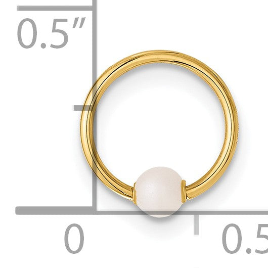 14K 18 Gauge Polished Imitation Pearl Cartilage Ring