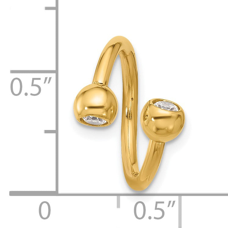 14k 14 Gauge Polished CZ Cartilage Ring