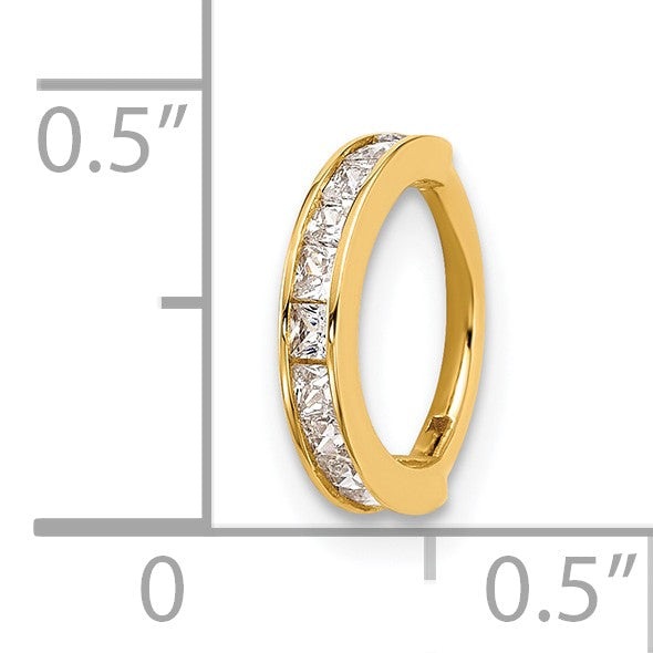14k 18 Gauge Polished CZ Hinged Cartilage Ring