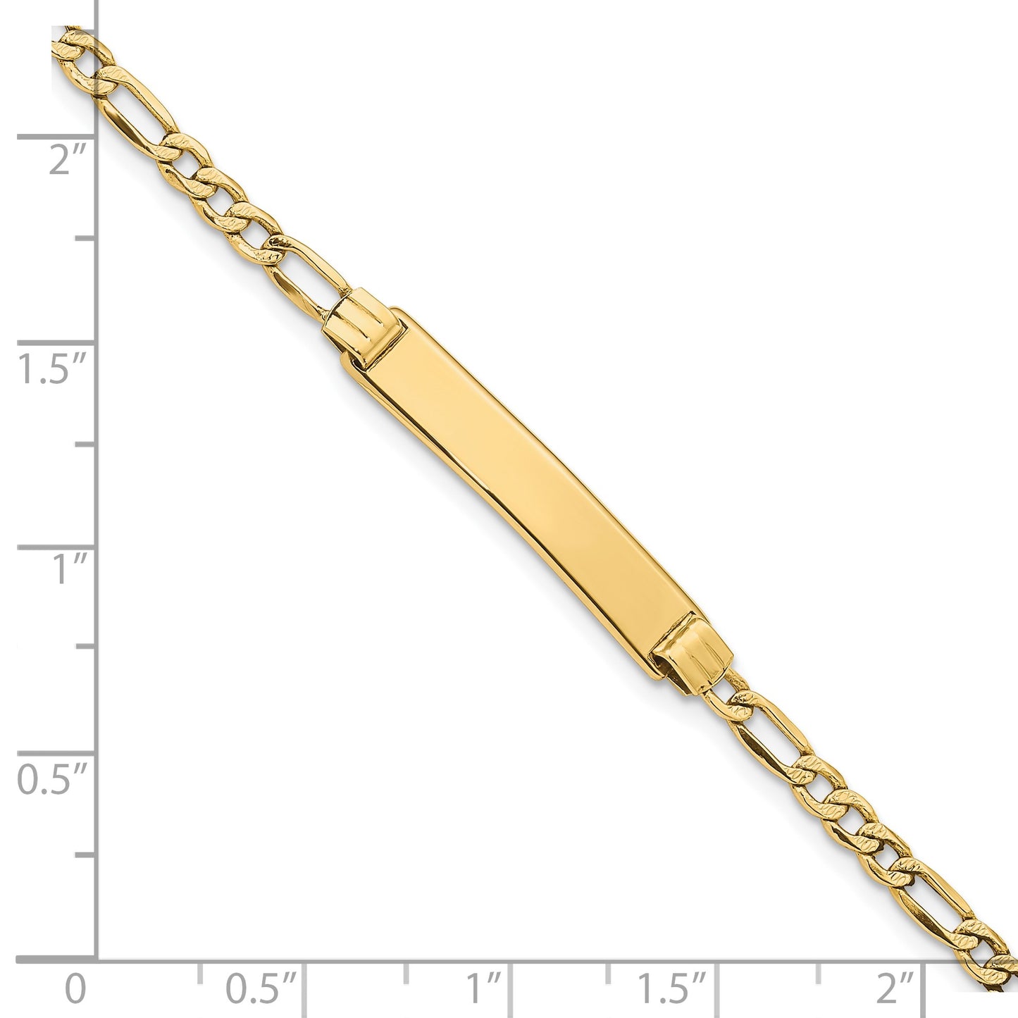 14k with Rhodium Polished Solid Chain/Solid Plate Pav� Curb Link 26x5mm Plate 6 inch Baby/Child ID Bracelet